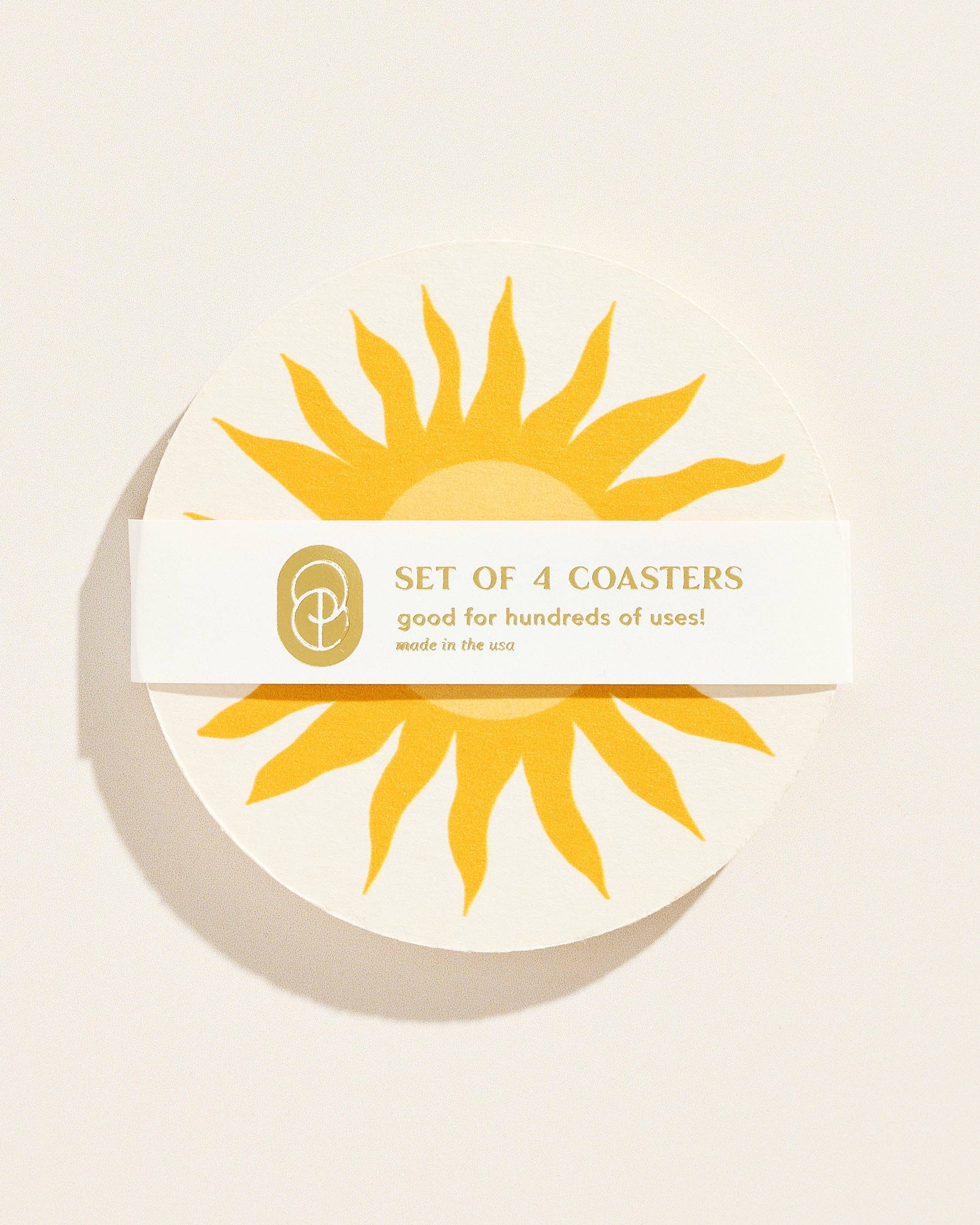 Golden Sun Coasters - Set of 4 One & Only Paper