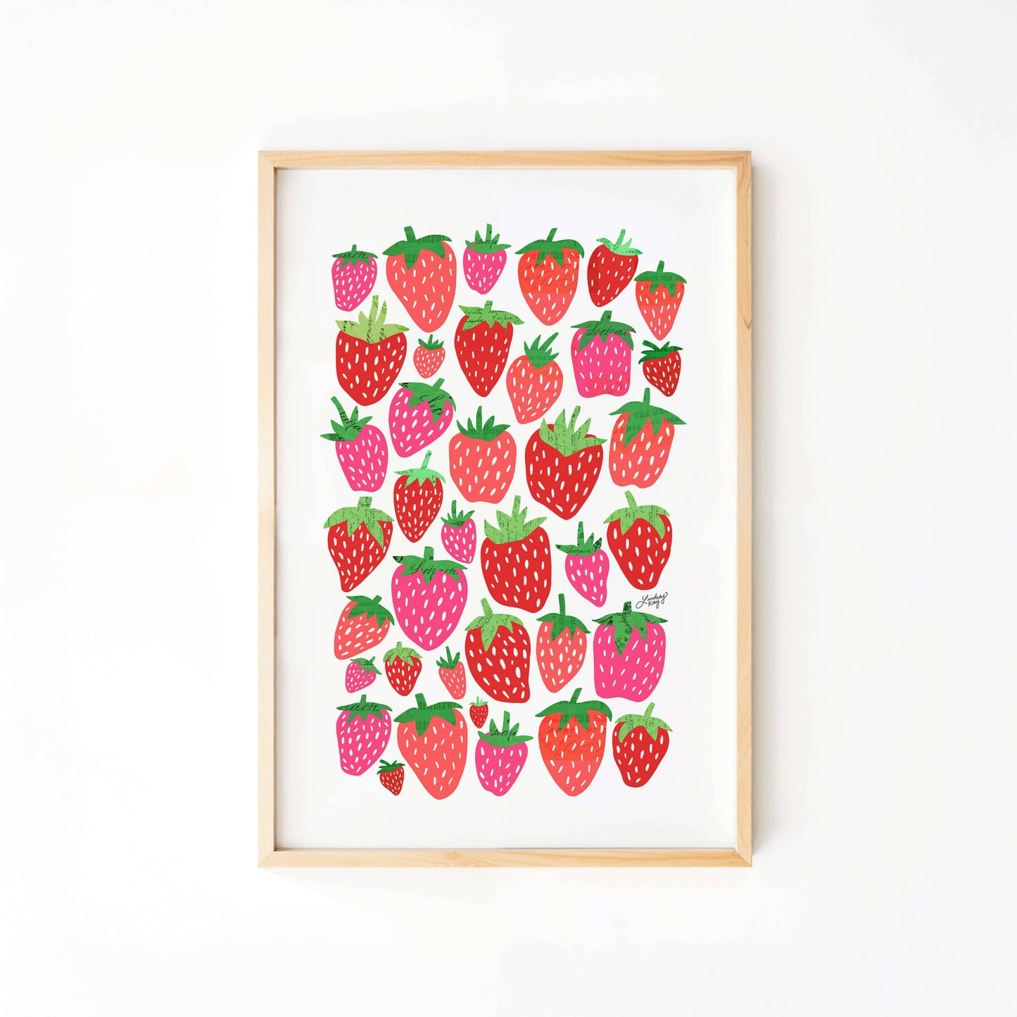 Strawberries Illustration Collage - Art Print