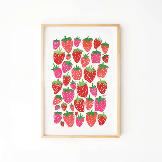 Strawberries Illustration Collage - Art Print