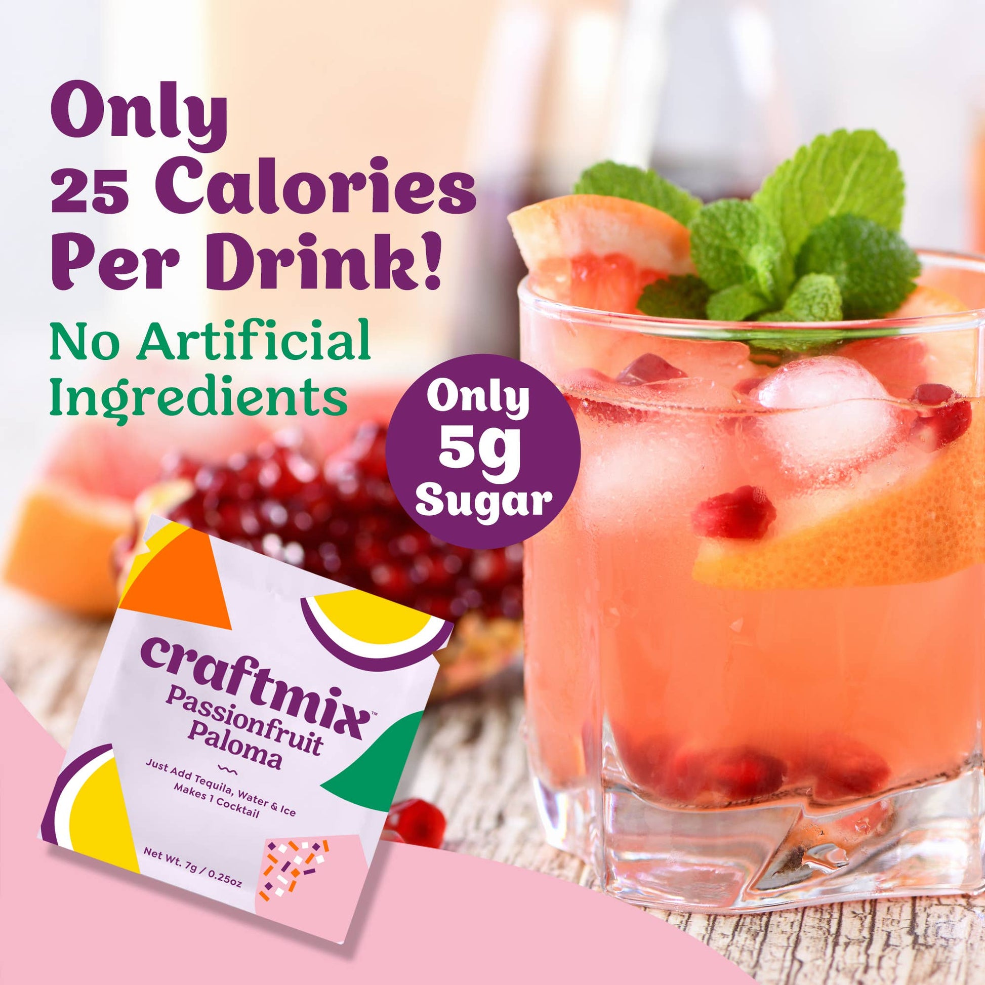 Passionfruit Paloma Cocktail Mixer - 6 Servings Multipack Craftmix