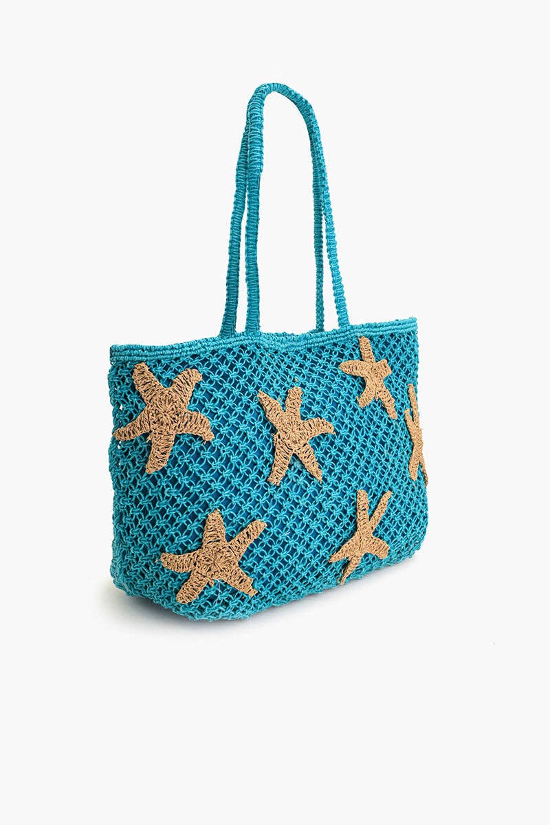 Starry Shores Beaded Macrame Tote
