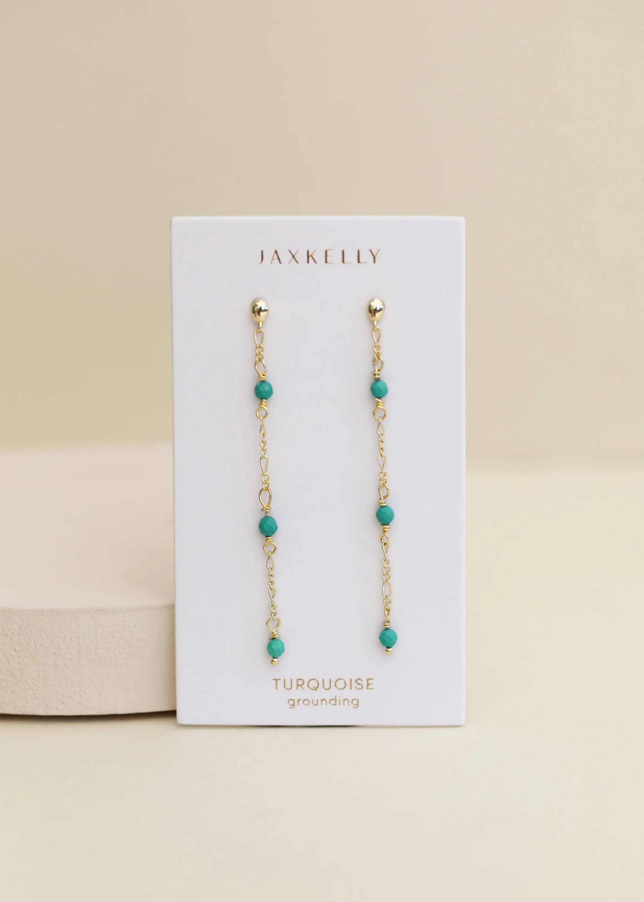 Gemstone Chain Drop Earring - Turquoise JaxKelly