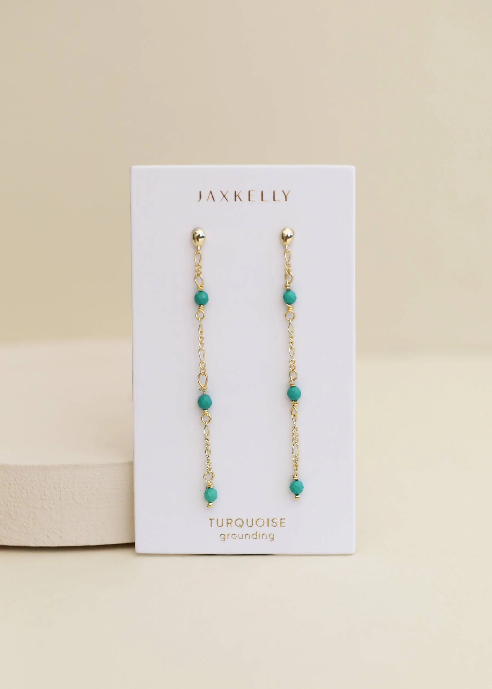 Gemstone Chain Drop Earring - Turquoise JaxKelly