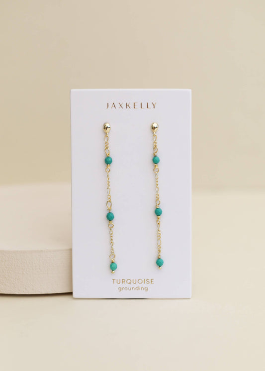 Gemstone Chain Drop Earring - Turquoise JaxKelly