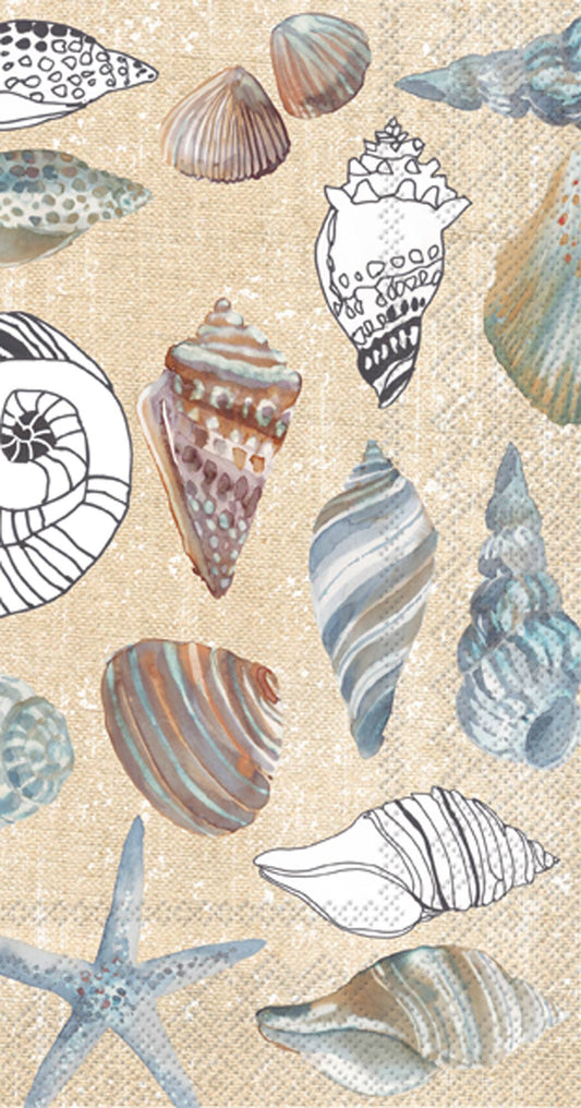 Paper Guest Towels 16 count Clams in the Sand Cream Boston International