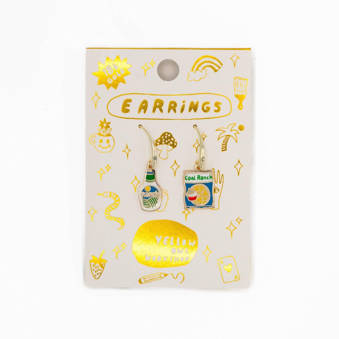 Cool Ranch Dressing Earrings - Gold Junk Food Jewelry