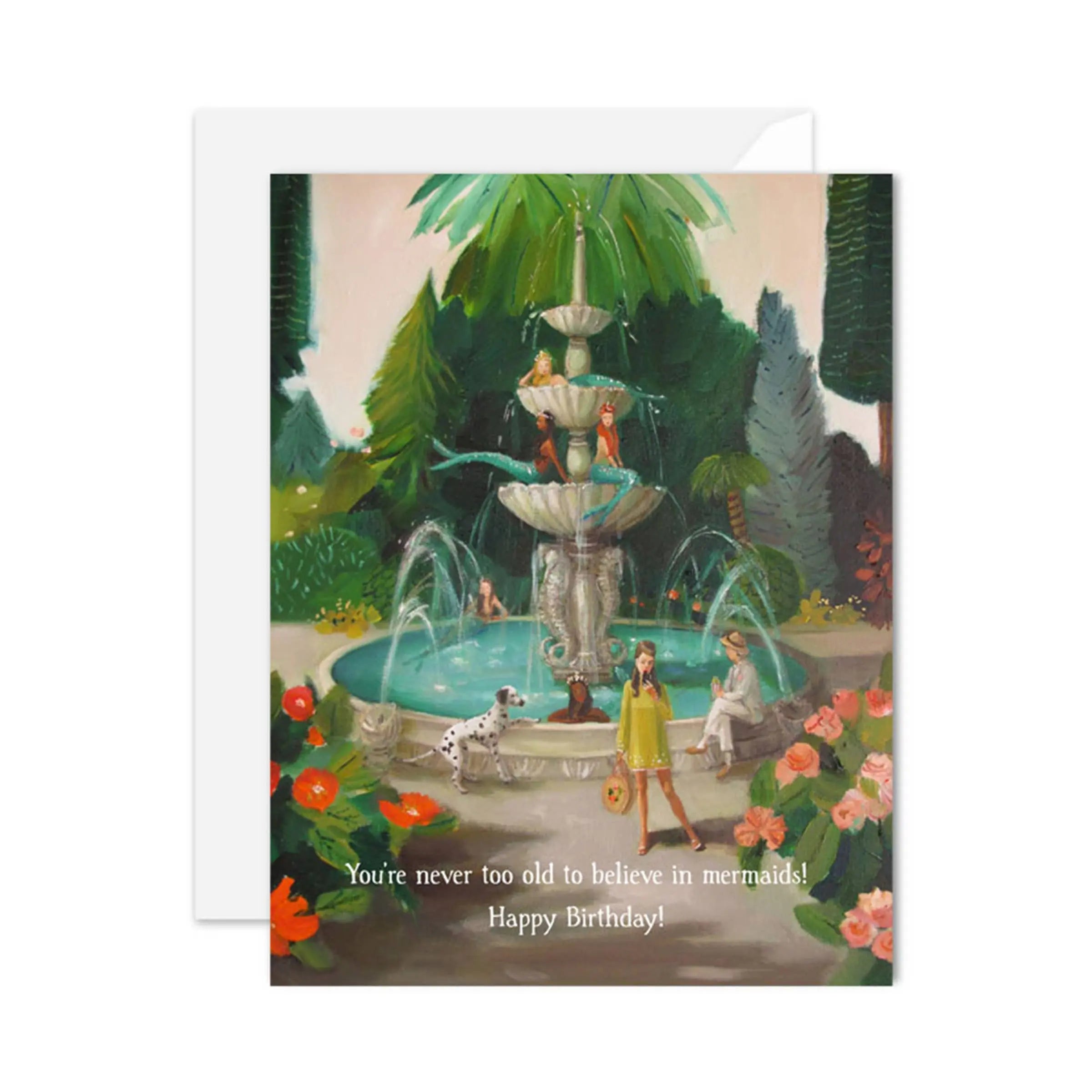 Selfie At The Mermaid Public Fountain Card JANET HILL STUDIO