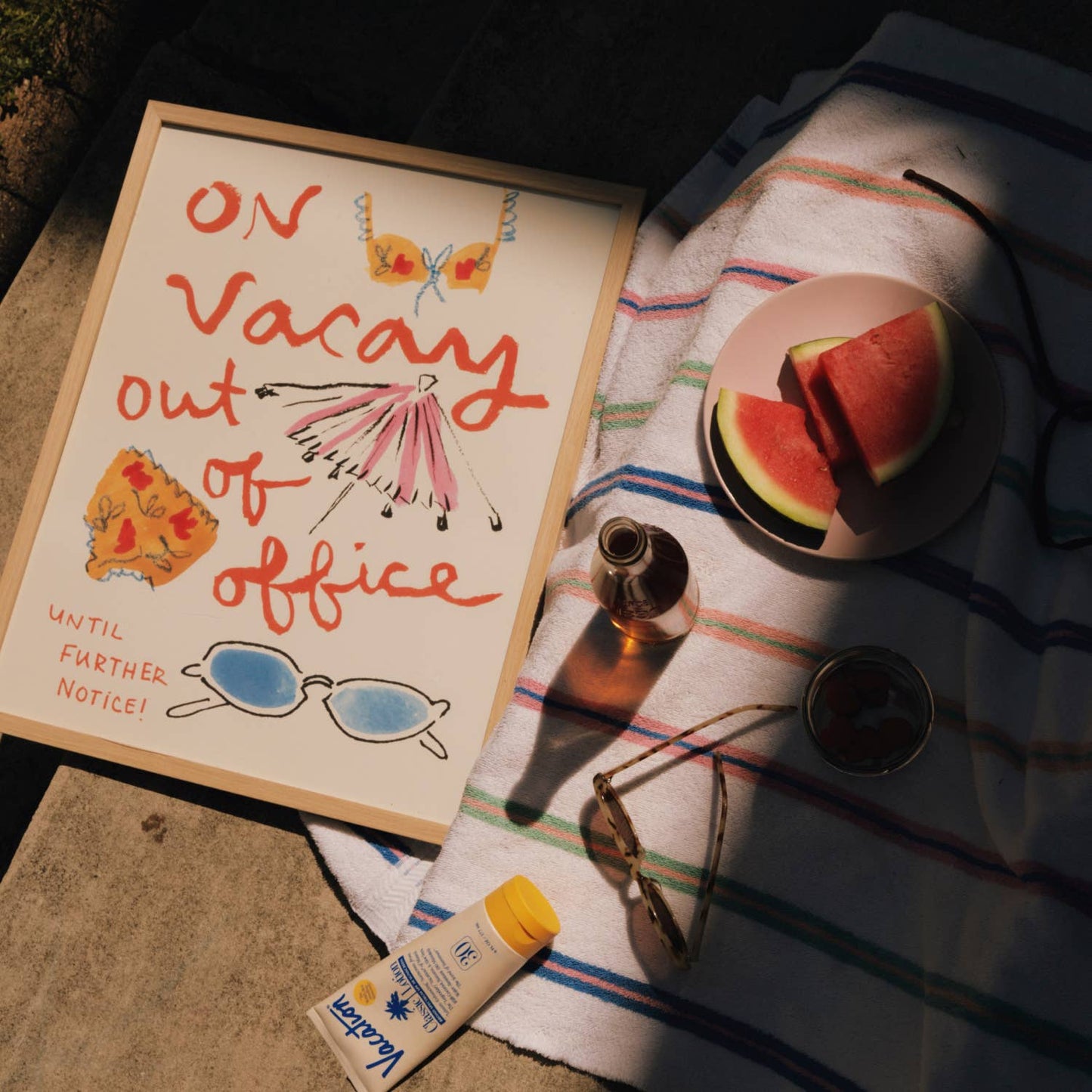 “On Vacay: Out of Office” Art Print Framed Phthalo Ruth