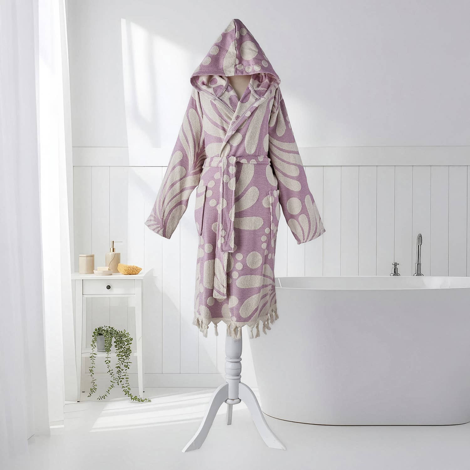Pink Swirl Bathrobe Turkish Cotton Quick dry Resort Robe Kikoya