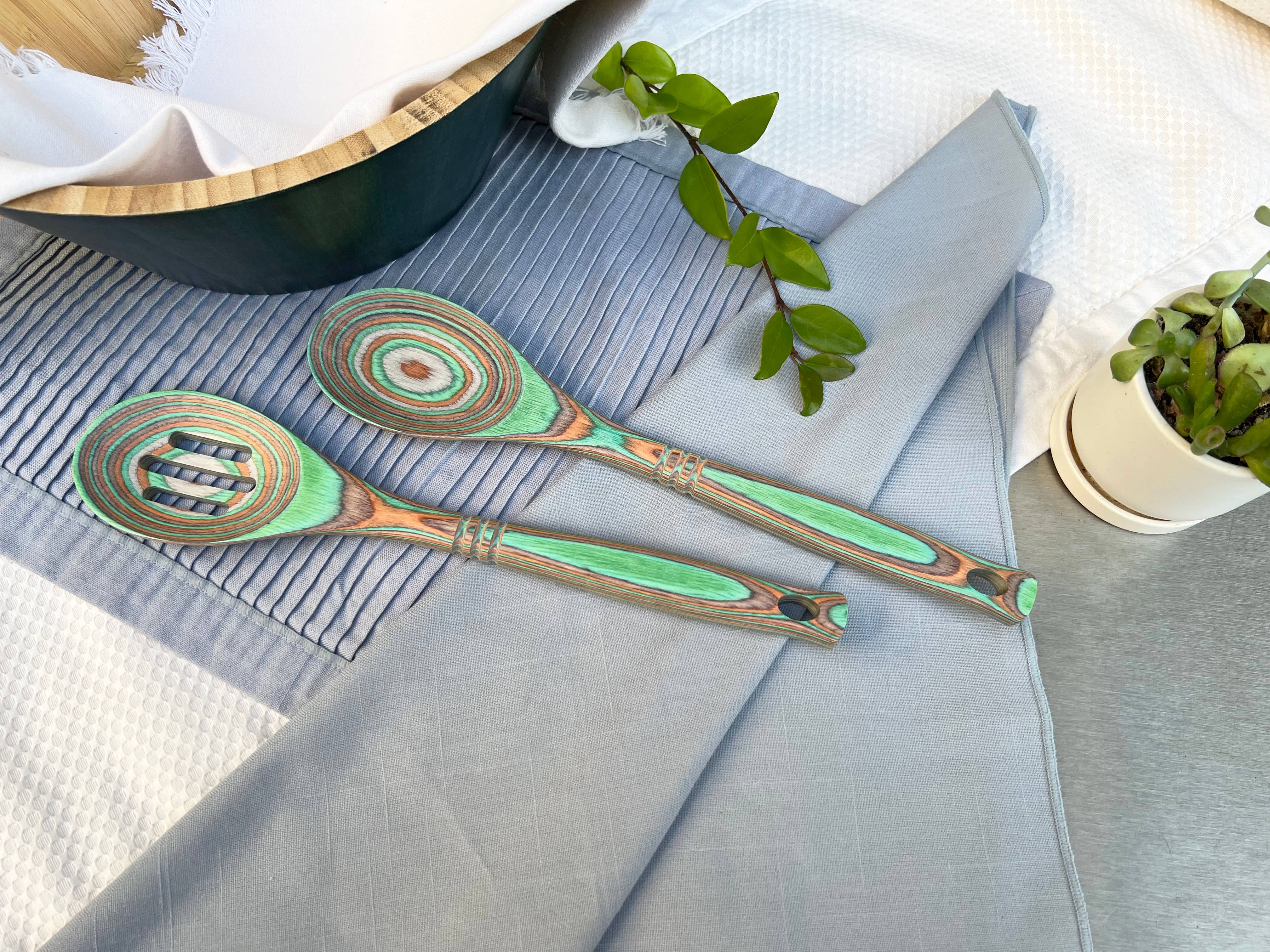 12" Mint Pakka Slotted Spoon