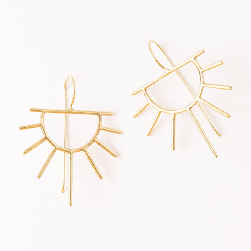 Gretchen Half Sun Threader Earrings Brass