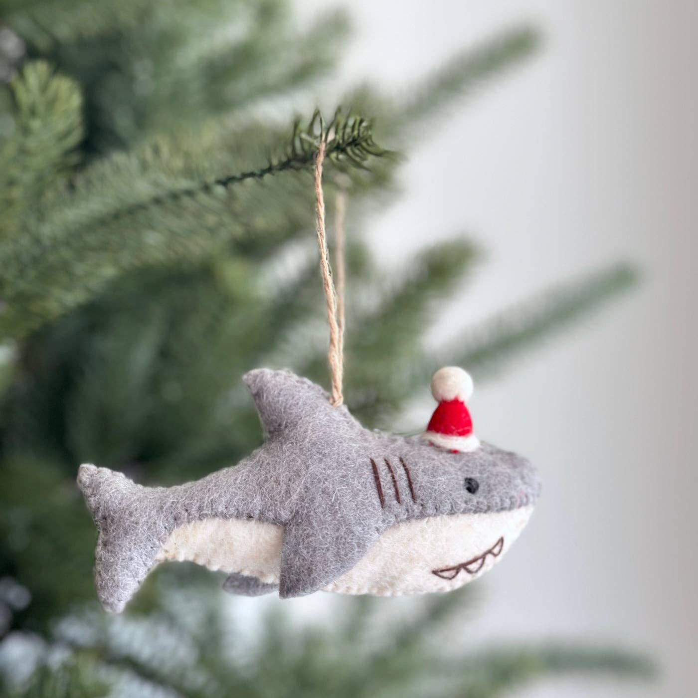 Baby Shark with Christmas Hat felt Ornament Ganapati