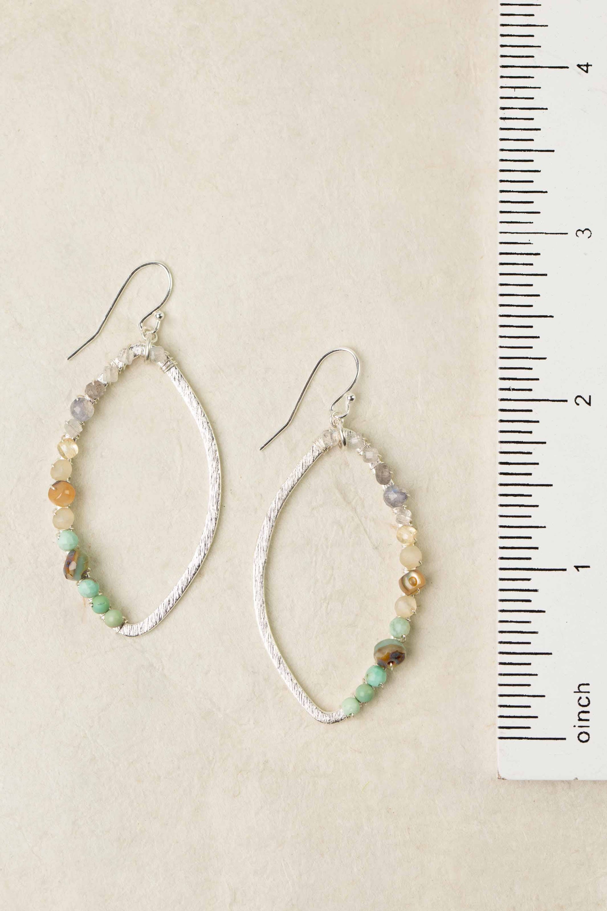 Mystic Turquoise, Freshwater Pearl, Czech Glass And Abalone Hoop Earrings Anne Vaughan Designs Jewelry