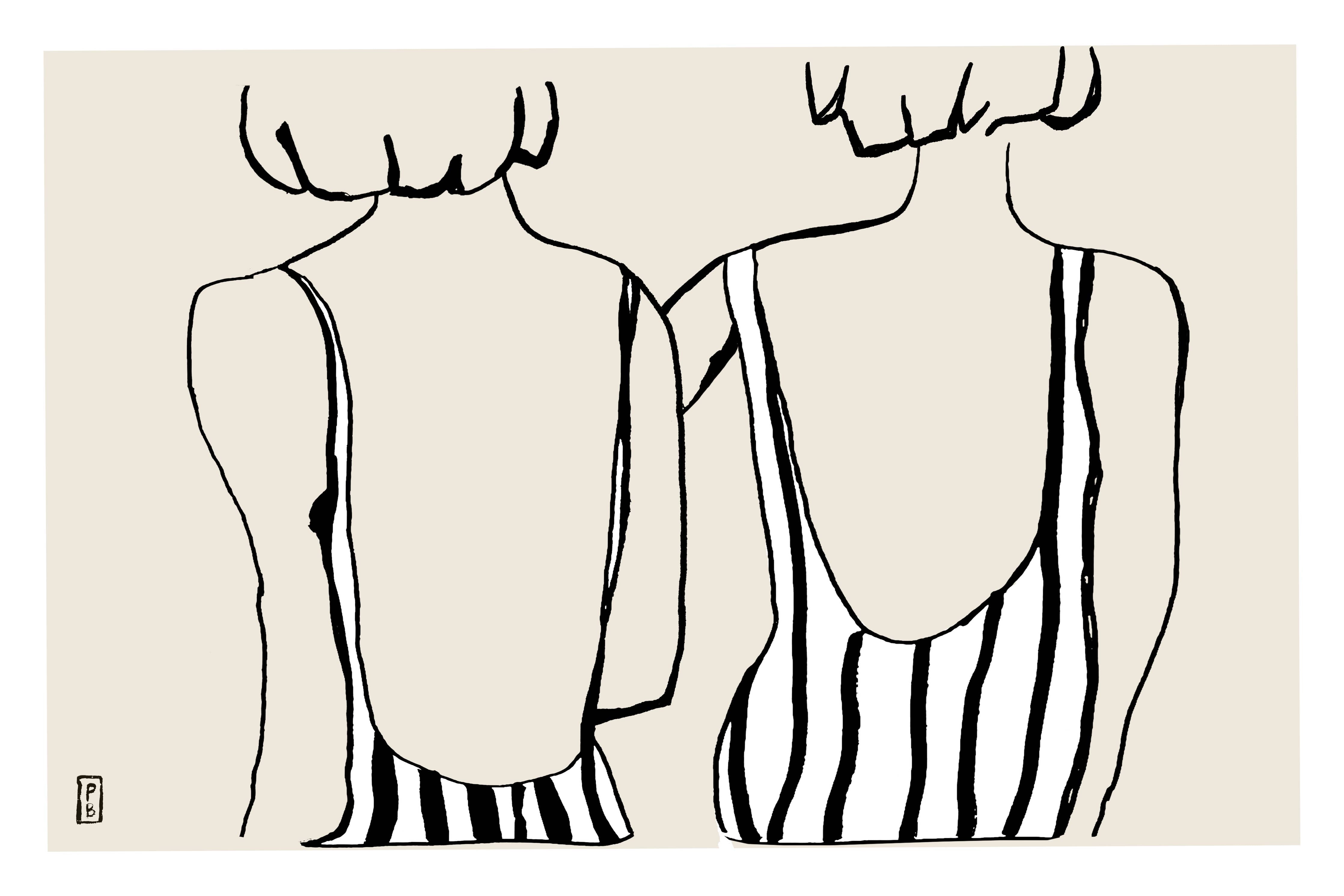 Figure Art Print: Two Women in Swimsuits