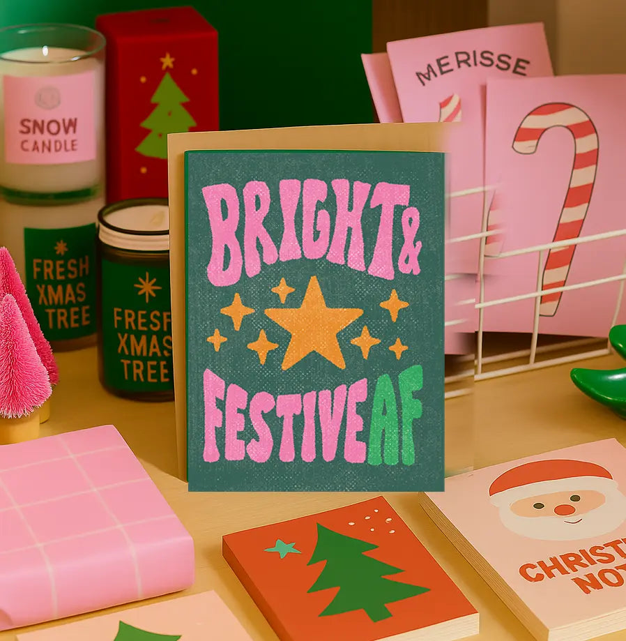 Funny Holiday Card | Bright & Festive AF | Bold Xmas Card Daydream Prints