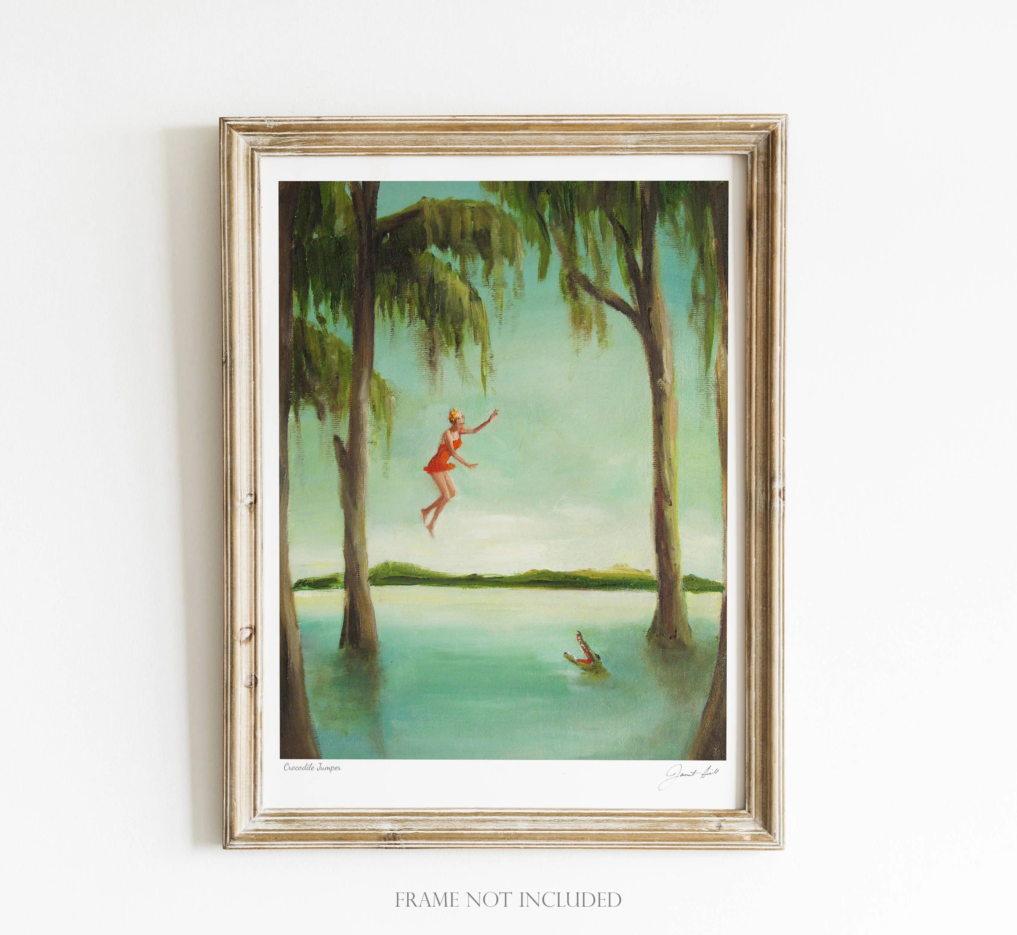 Crocodile Jumper Art Print - 8.5" X 11" JANET HILL STUDIO