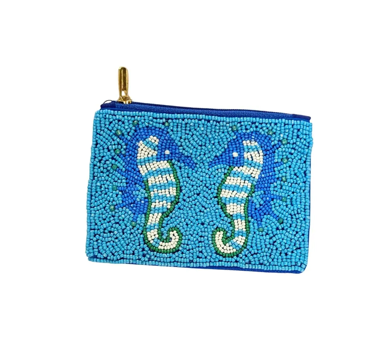 Ladies Fully Beaded Sea Horse Themed Coin Purse Nima Accessories Inc