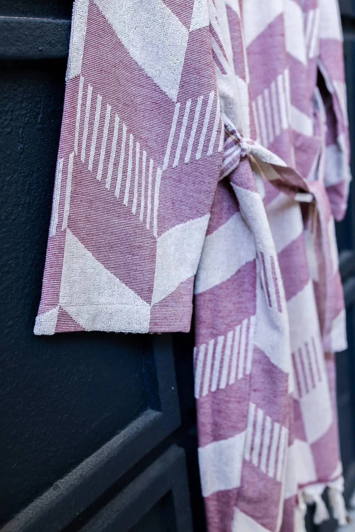 Raised Terry Bathrobe Turkish Cotton Light Weight Quick-dry Burgundy Kikoya