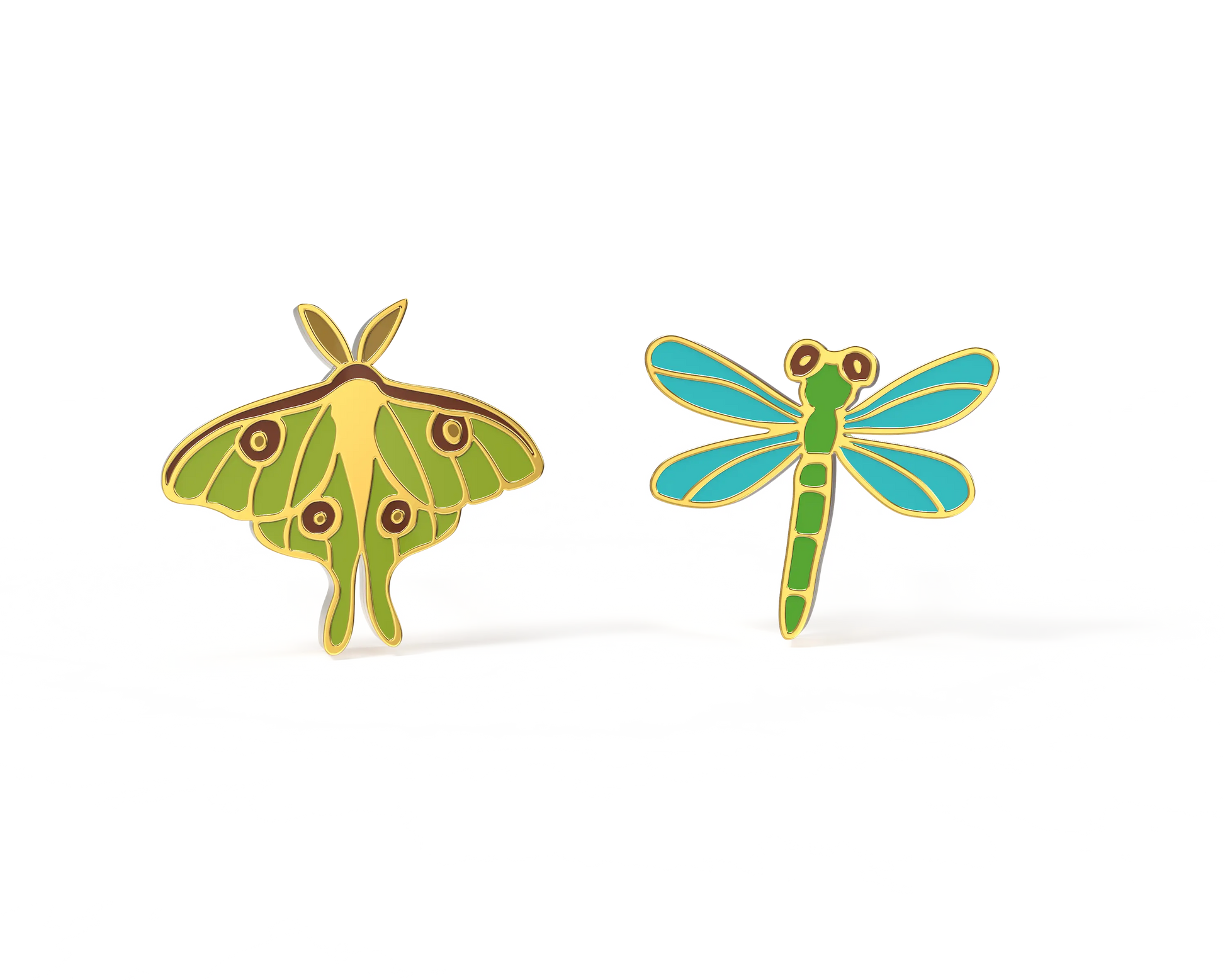 Luna Moth & Dragonfly Earrings Yellow Owl Workshop