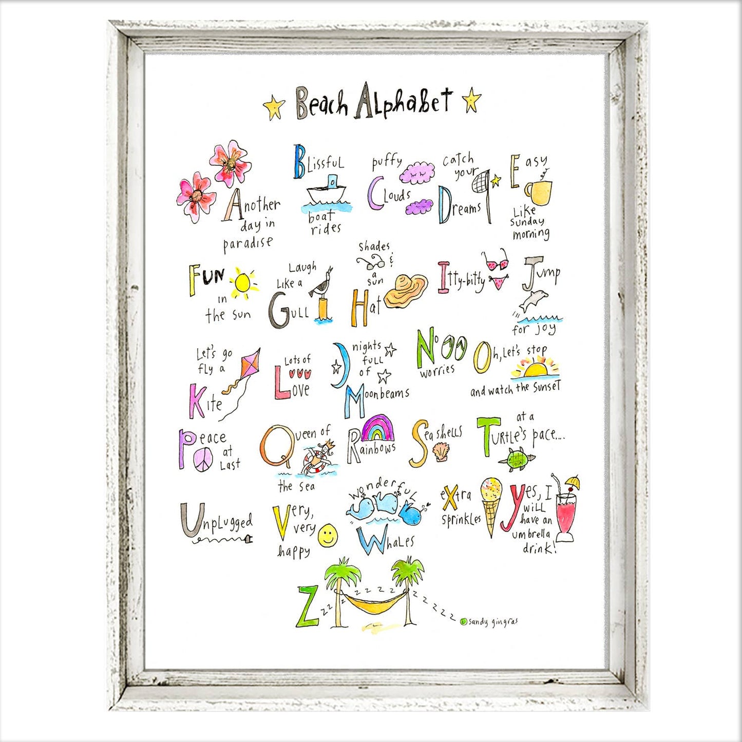 'Beach Alphabet' A-Z Beach Wall Art by Sandy Gingras