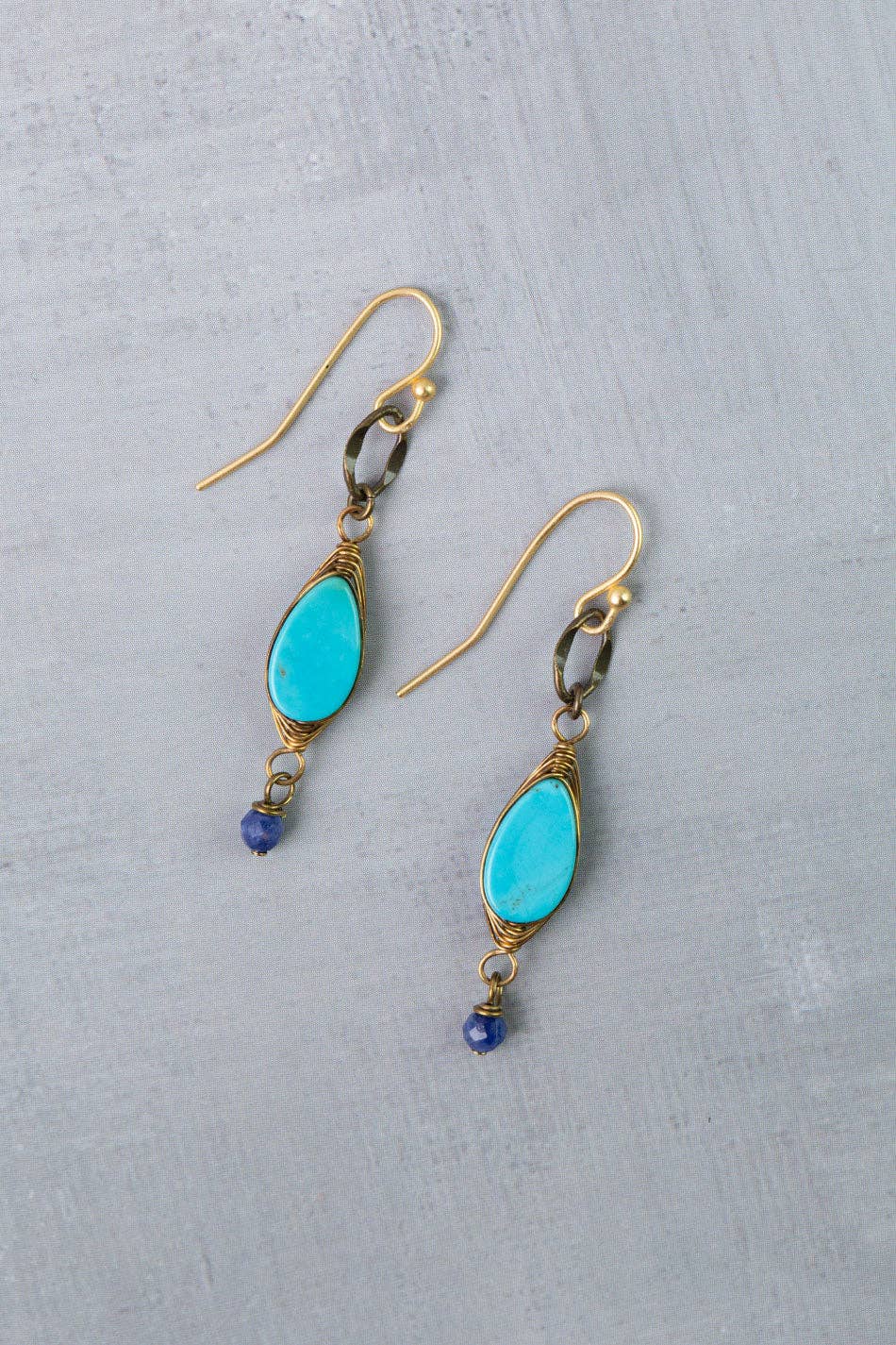 Love One Another Lapis, Turquoise Herringbone Earrings