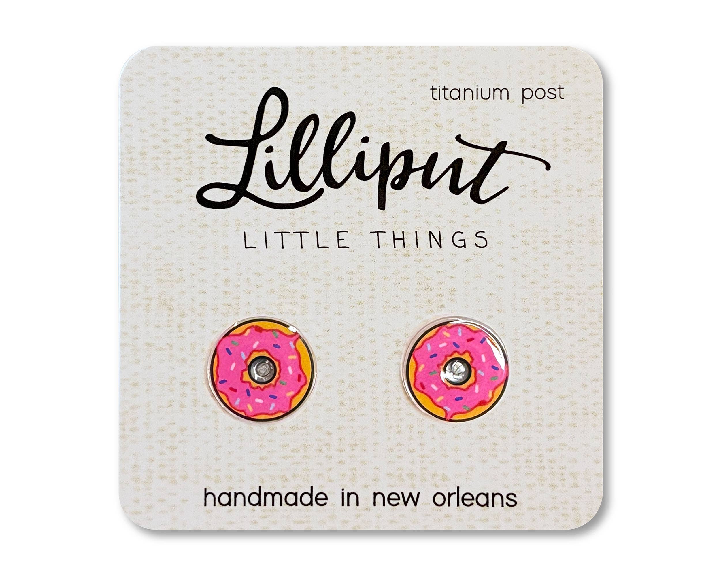 Pink Sprinkle Donut Earrings // Food Earrings Lilliput Little Things