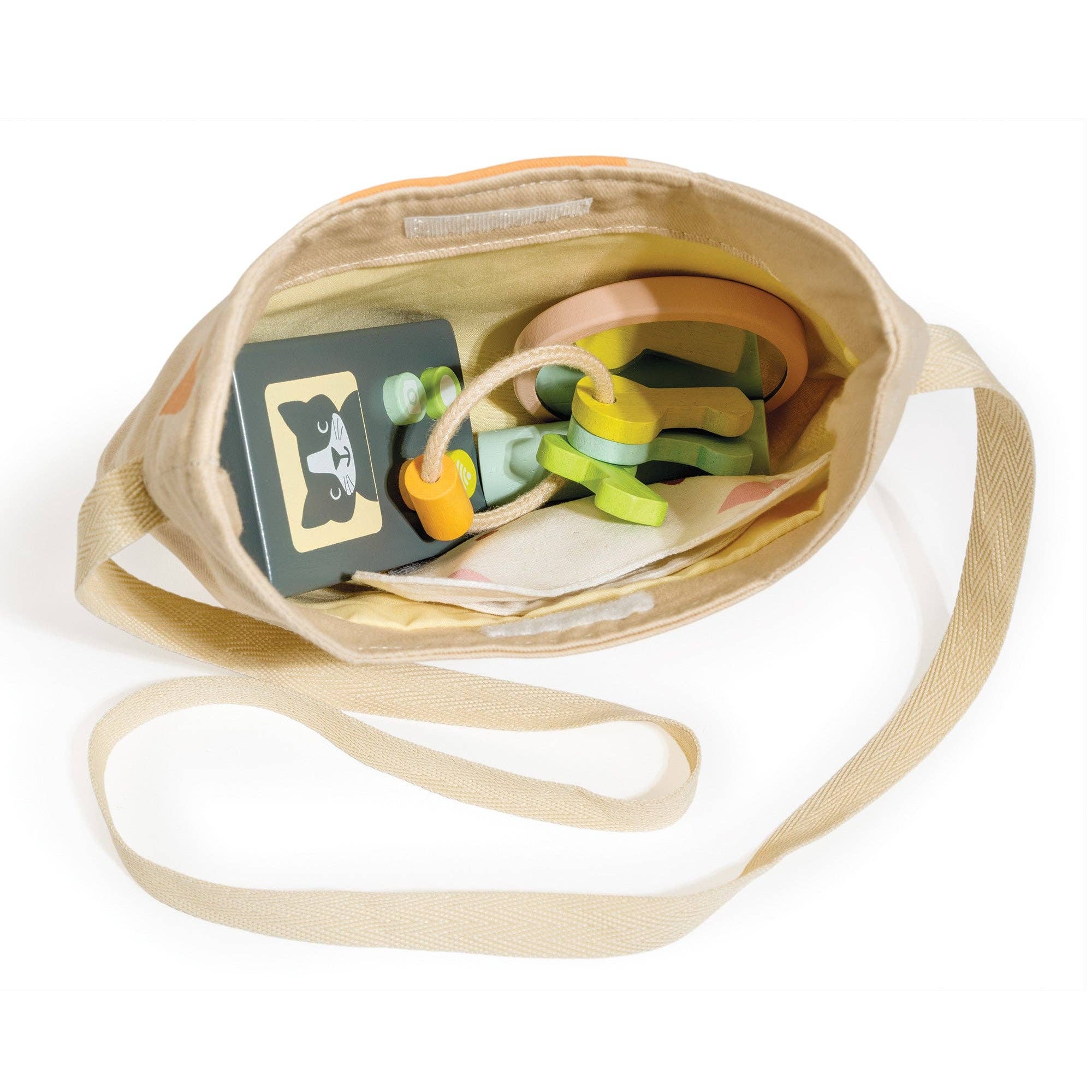 Wooden Kitten Handbag Pretend Play Set