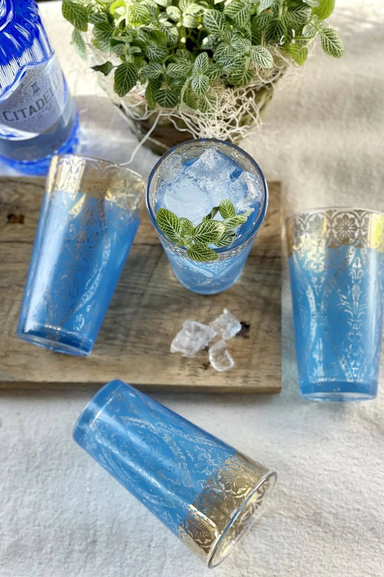 Patina Vie Turquoise Gem Tall Glass, S/4 Patina Vie