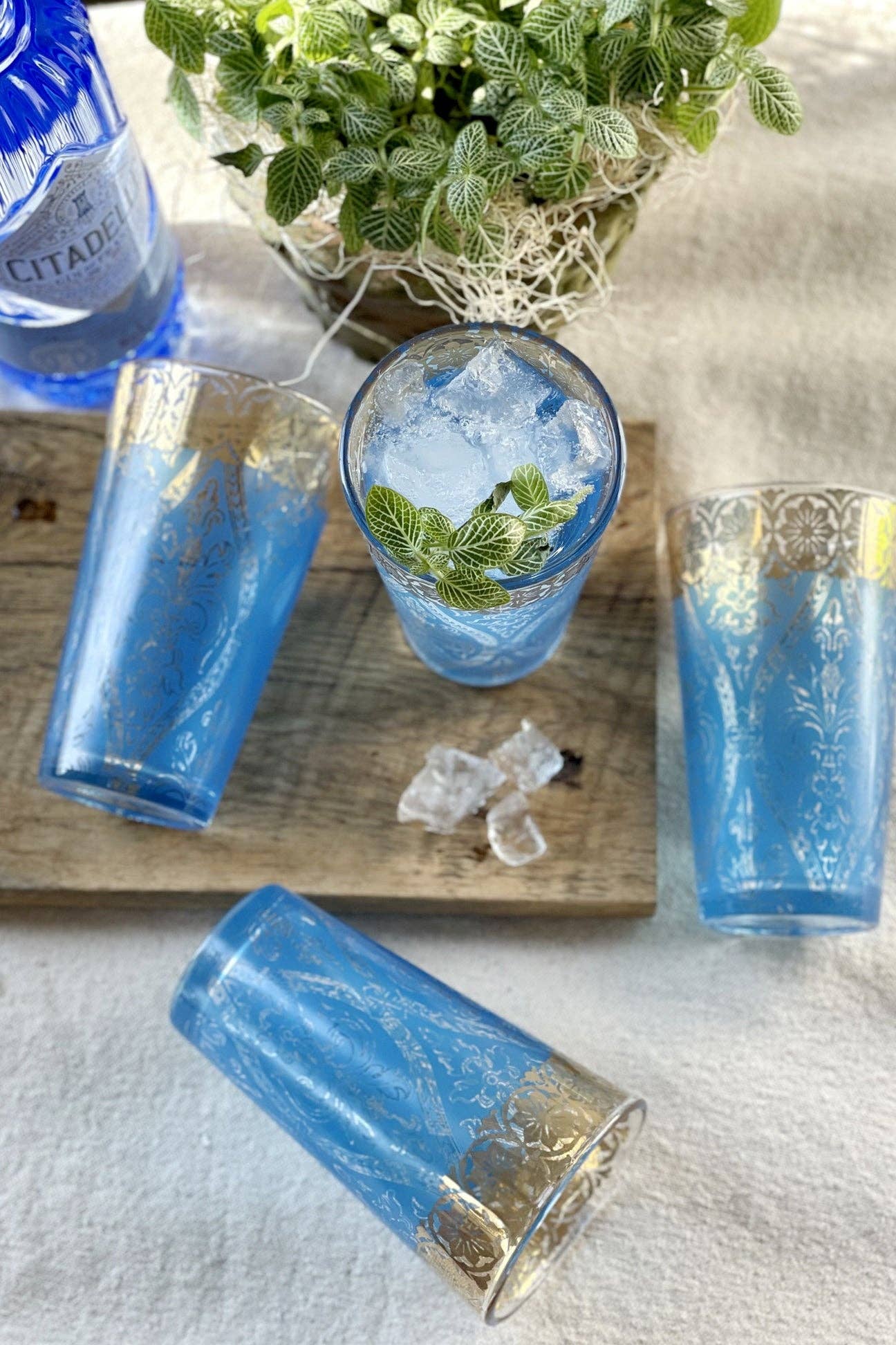 Patina Vie Turquoise Gem Tall Glass, S/4