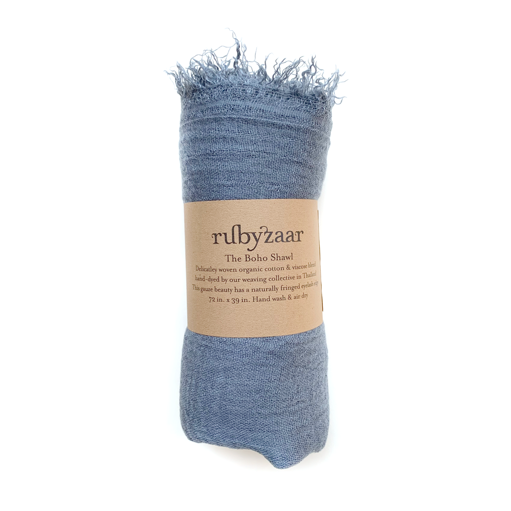 Denim Boho Scarf Rubyzaar