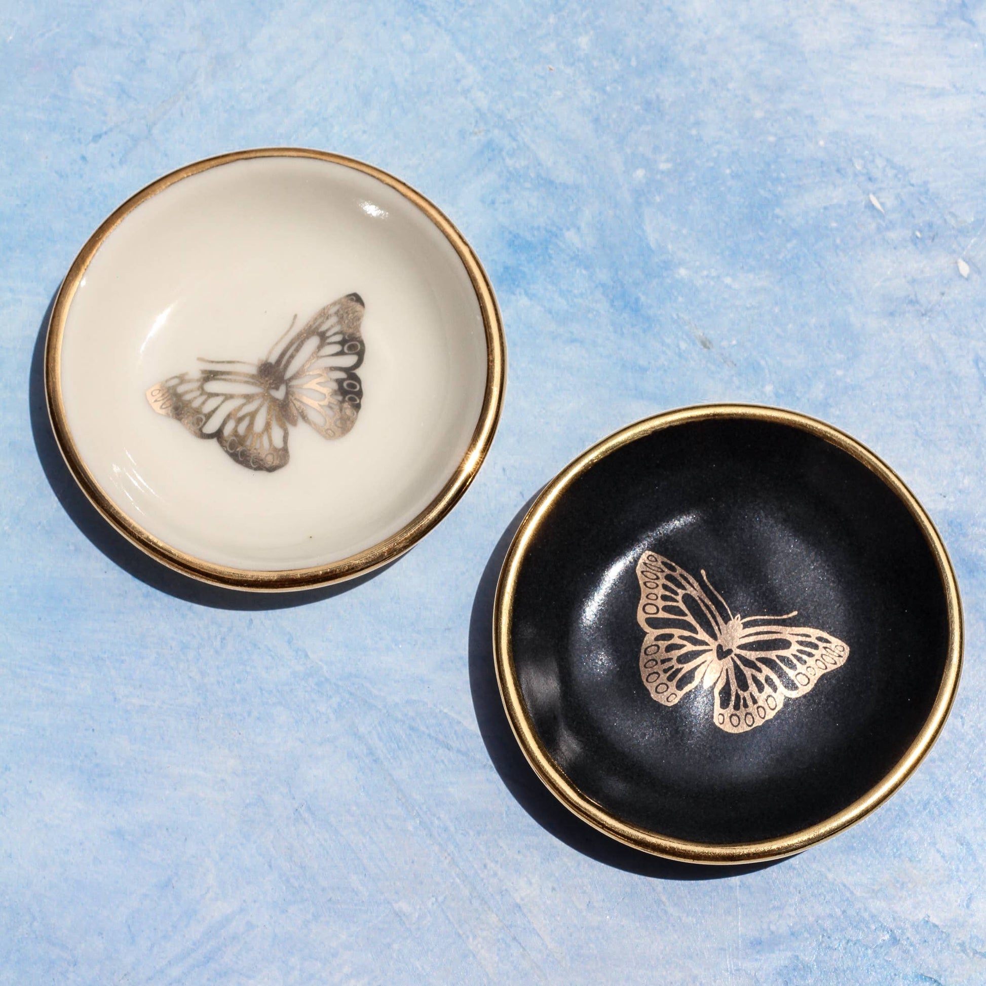 Gold Butterfly Ring Dish | Handmade Pottery Trinket Holder Apricity Ceramics