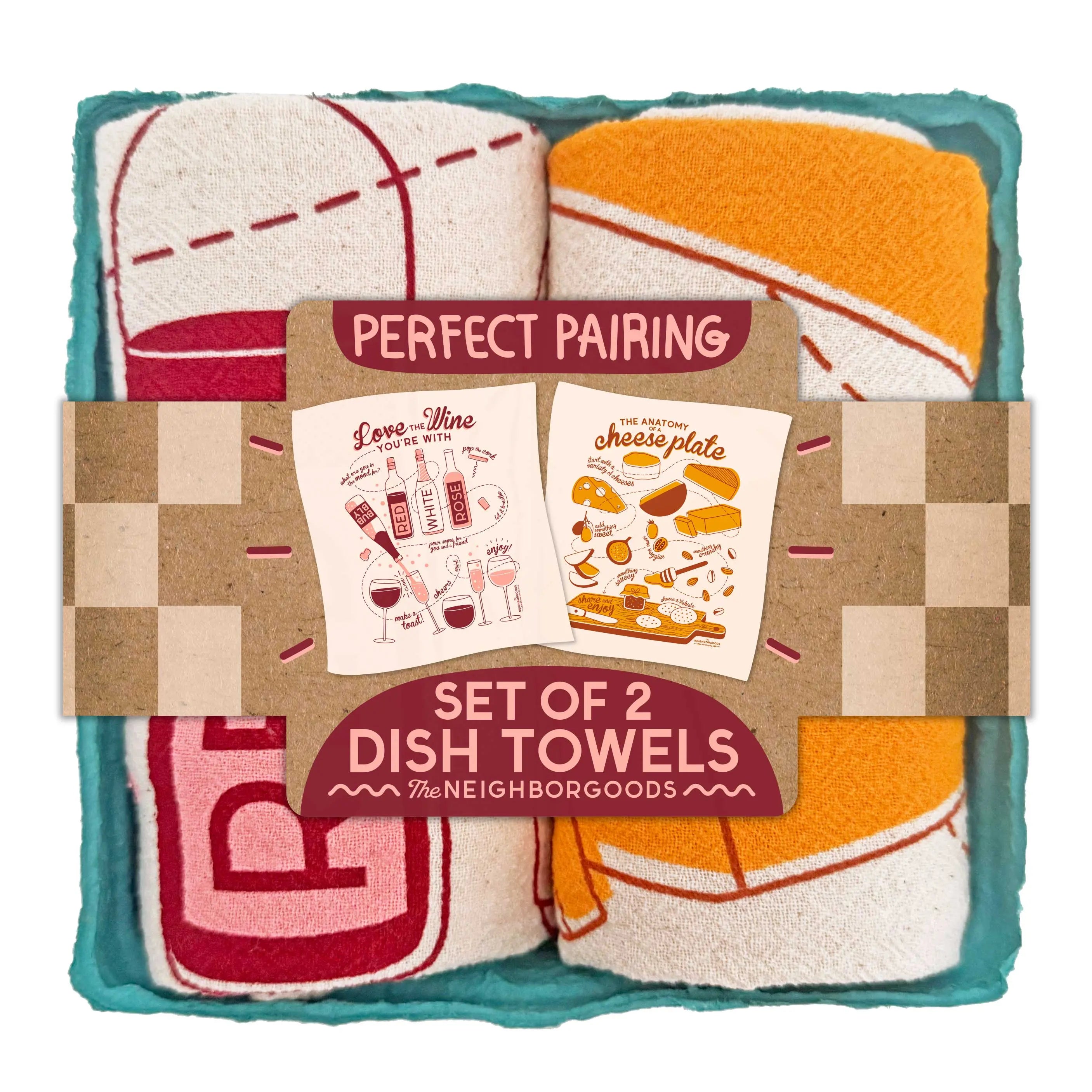 PERFECT PAIRING (Wine, Cheese) - Tea Towel Set of 2 The Neighborgoods