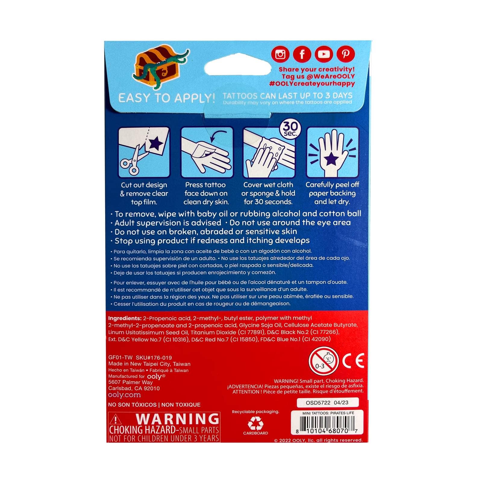 Tattoo Palooza Temporary Tattoos - Pirate's Life - 3 Sheets OOLY