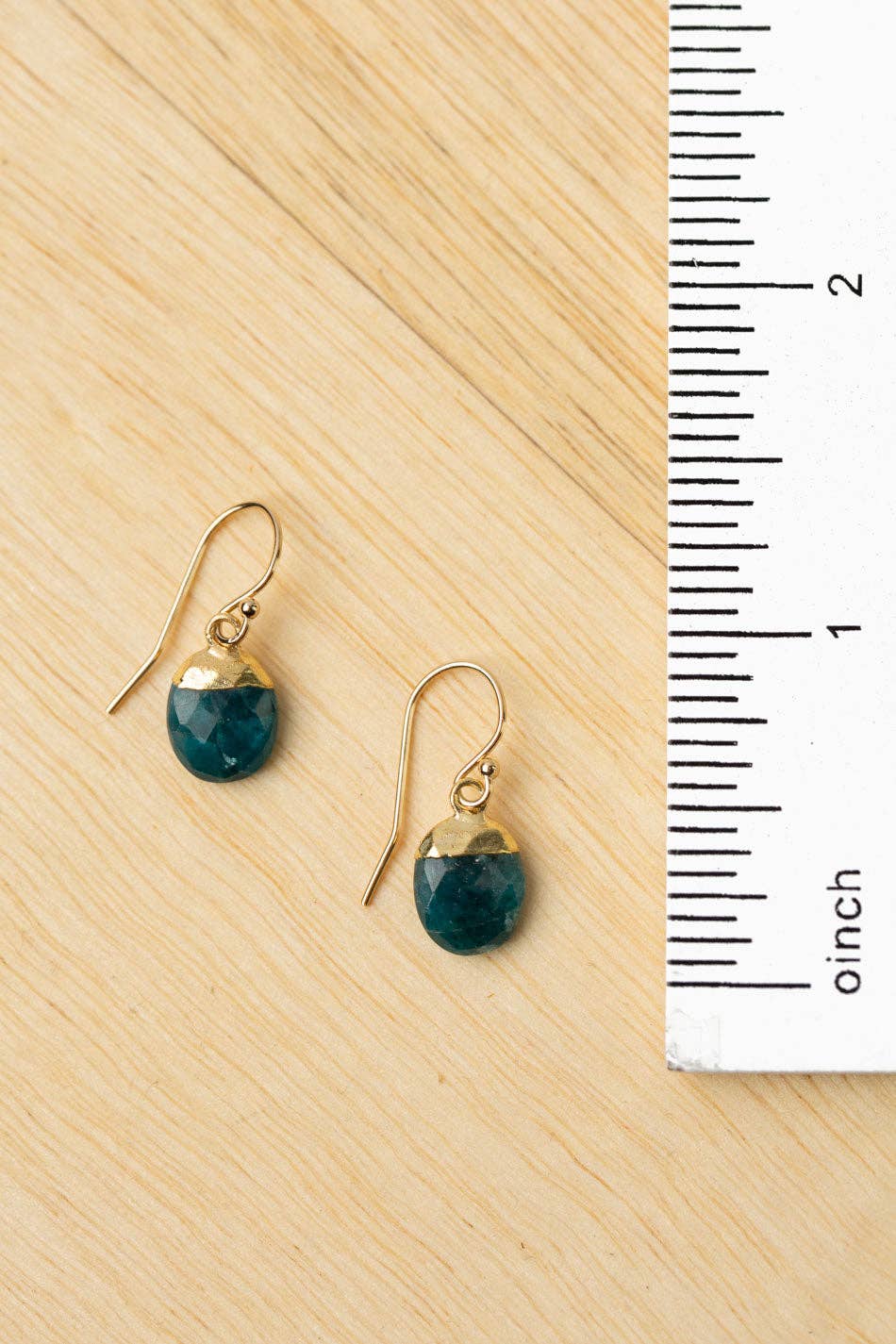 Faceted Blue Apatite Bezel Simple Earrings