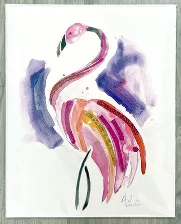 Flamingo Hand Emblished Art X'tal XTal Art