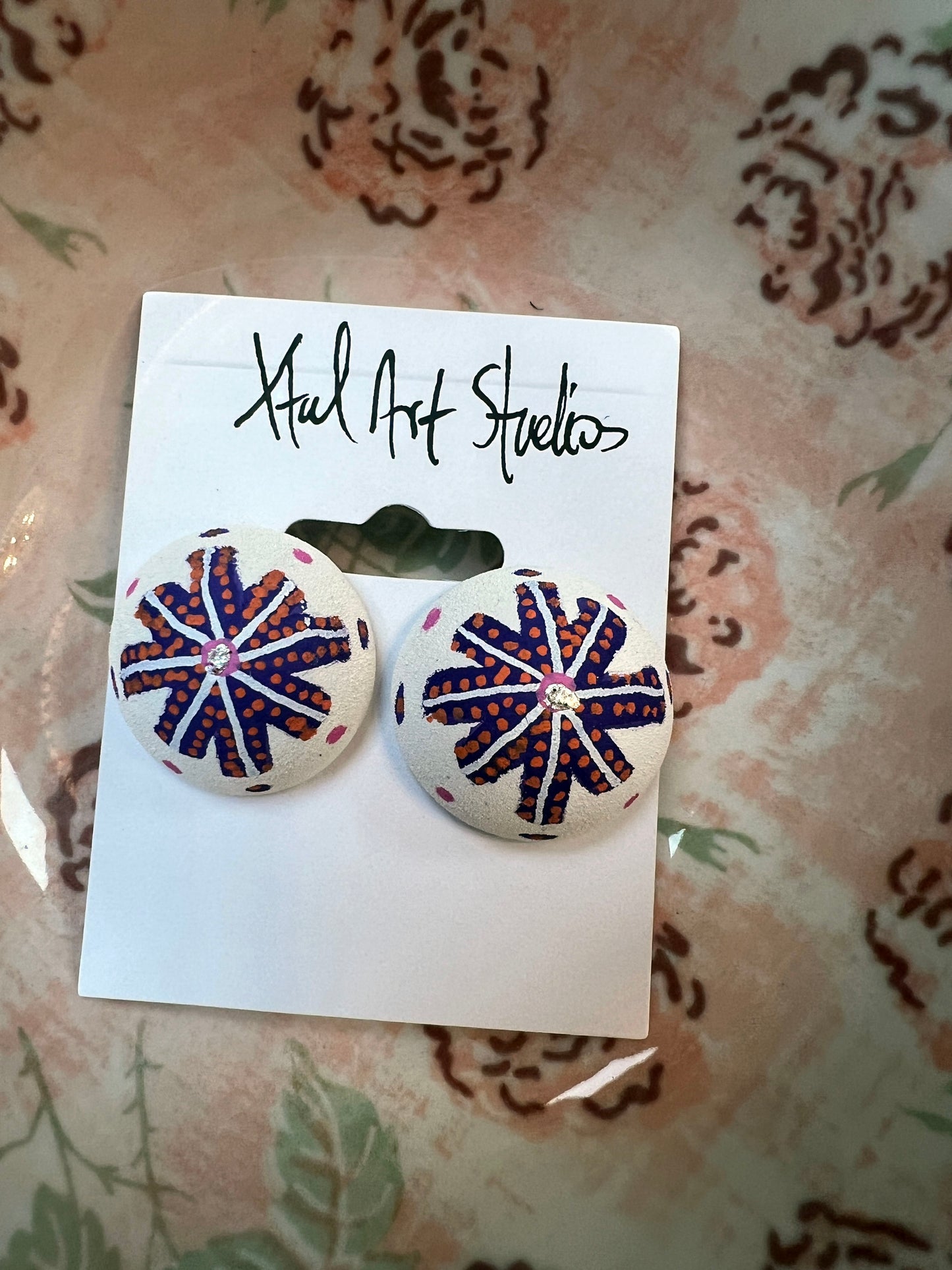 Xtal Earrings Round White/Blue