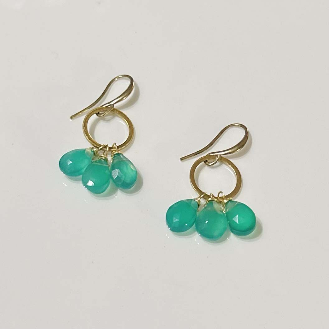 Triple Stone Circle Earring Green Onyx Santore Jewelry