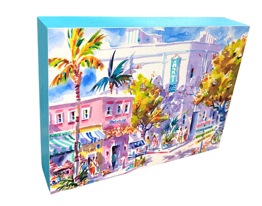 Downtown Lake Worth Beach Wood Box Print 8 x 6 Ellen Negley Watercolors