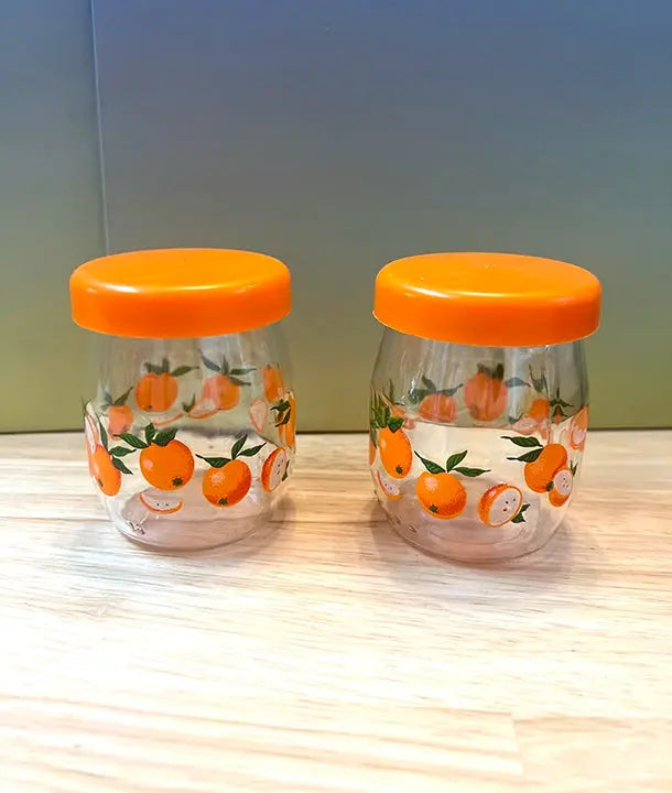 Rare! Full Set Vintage Anchor Hocking Oranges Glassware: Juice, Canisters and Carafe - Sea You Boutique