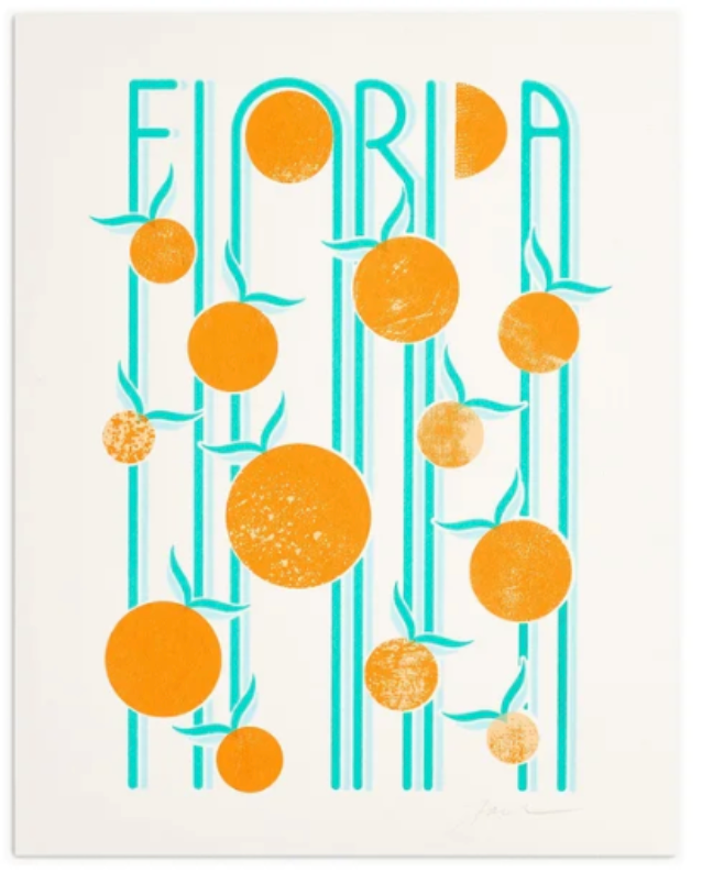 Florida Orange Print Framed