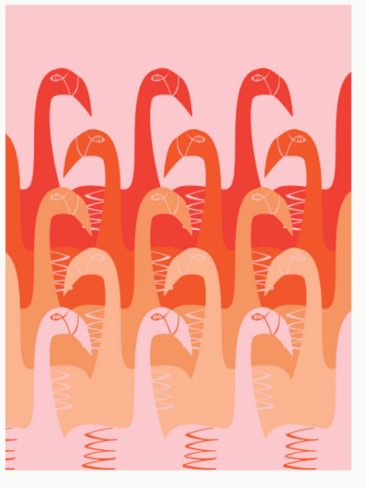 Flamingo Fading Print Framed