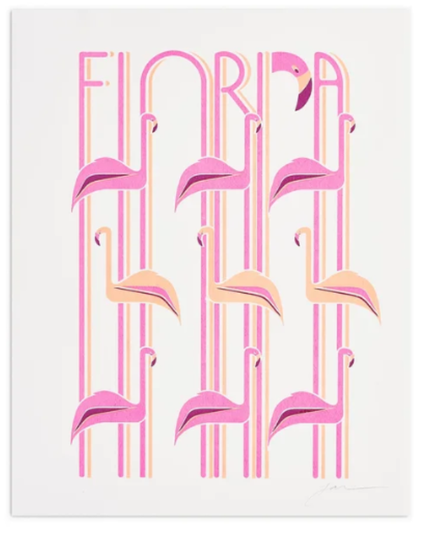 Flamingo Florida Print Framed
