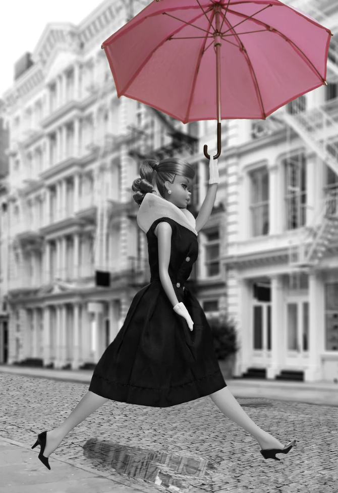 Barbie Print Puddle Jumping  13x19 framed