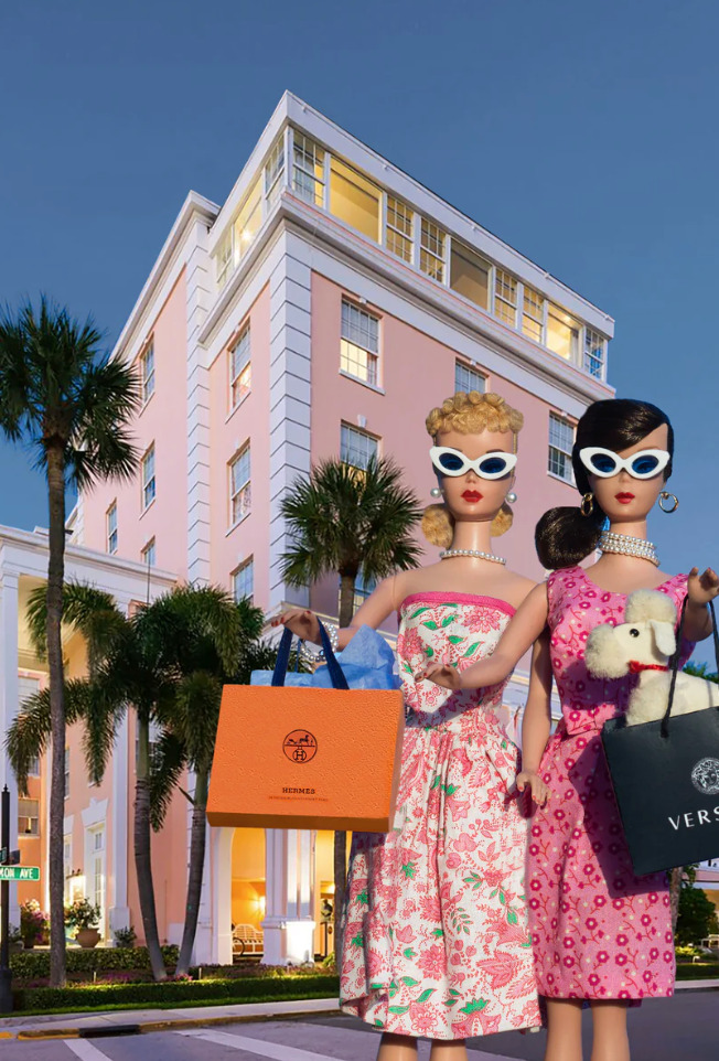 Barbie Print Palm Beach Shopping  13x19 Framed