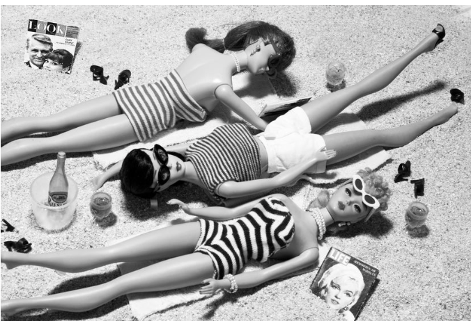 Barbie Print Beach Life Girls BW 13x19 framed