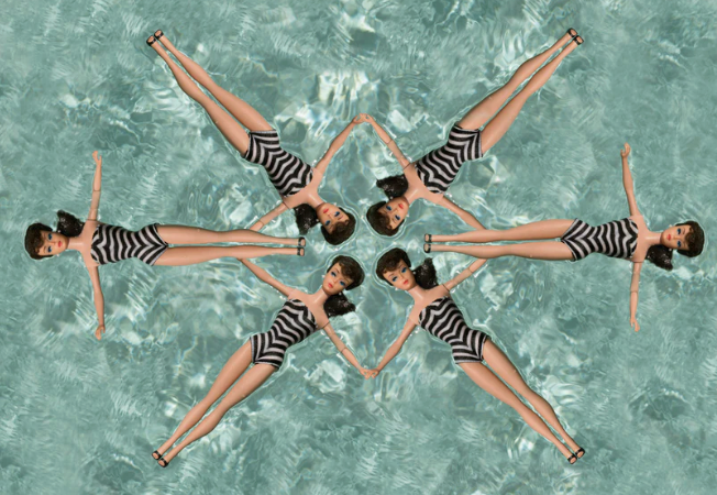 Barbie Print Synchronized Barbie 13x19 framed