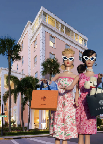 Barbie Print Beach Scootering  13x19 framed