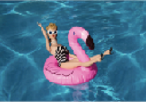 Barbie Print Beach Scootering  13x19 framed