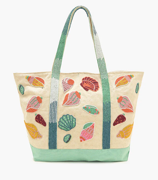 Sea Shell Beaded Boat Tote