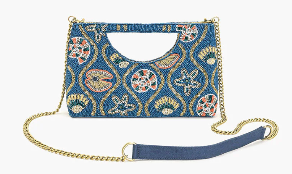 Midnight Shore Beaded Clutch Bag